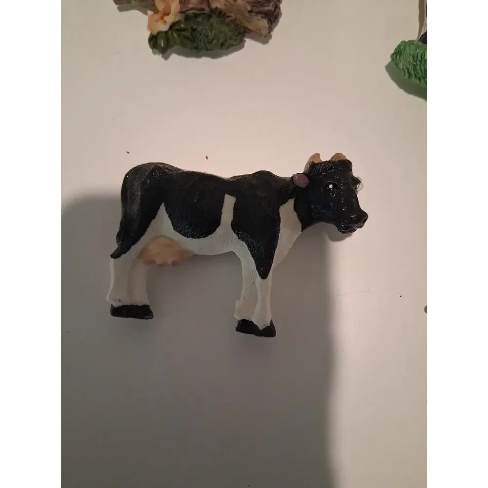 Vintage 1990s Resin Cow Collection Red Barn Farmhouse Kitchen Ornaments Lot of 7